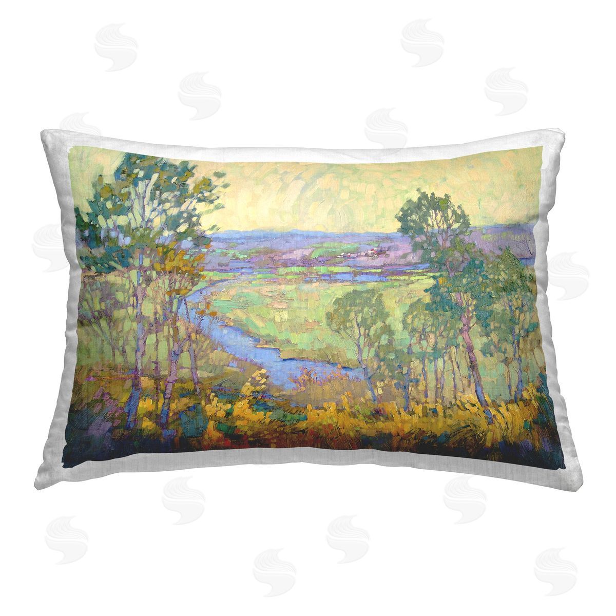 Barbara Schilling Abstract Winding Stream Printed Plush Polyester Throw Pillow