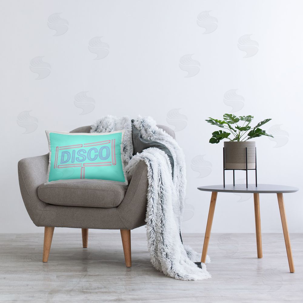 SD Graphics Studio Retro Disco Sign Printed Plush Polyester Throw Pillow On Chair