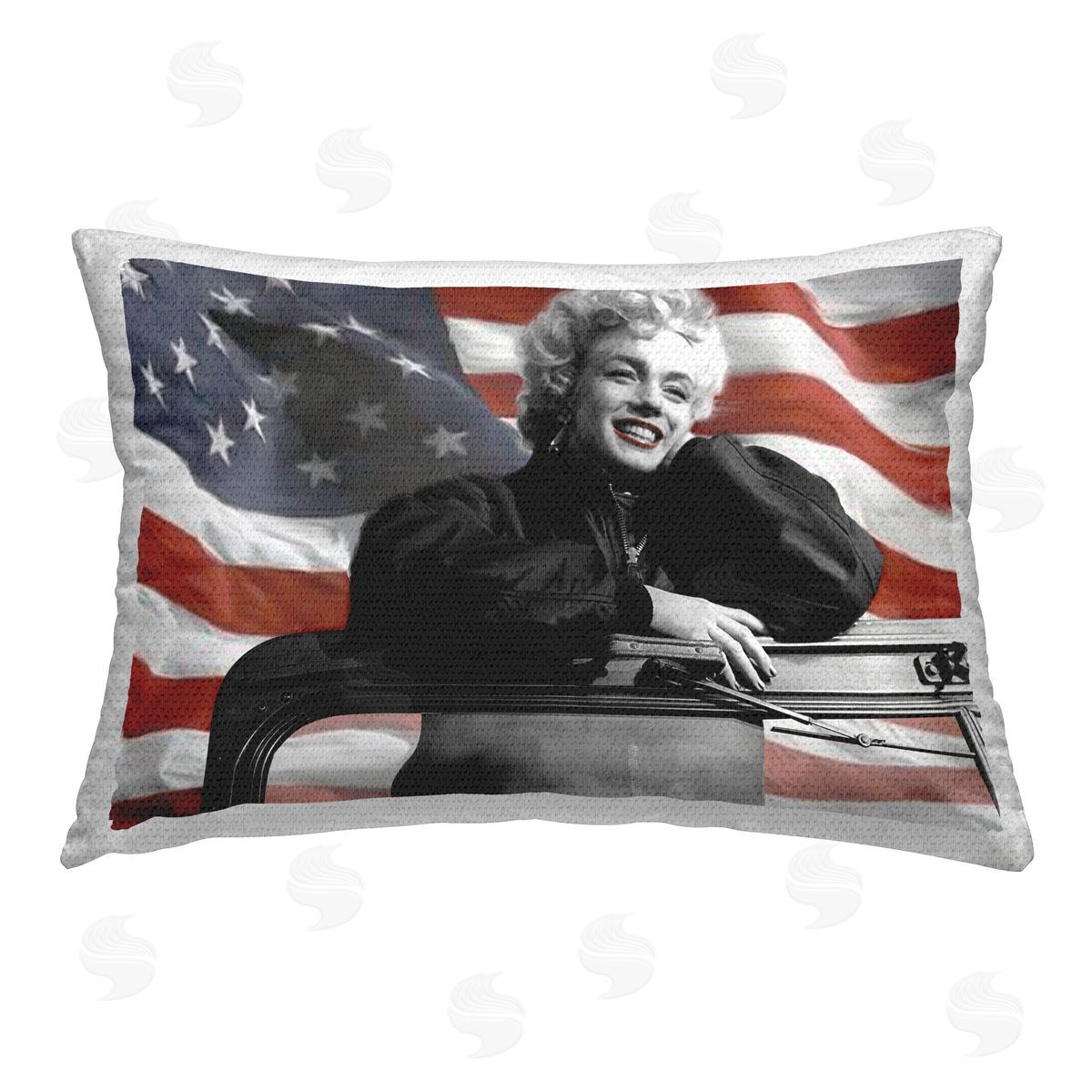 Jadei Graphics Marilyn & Waving Flag Outdoor Quick-Dry Polyester Printed Throw Pillow