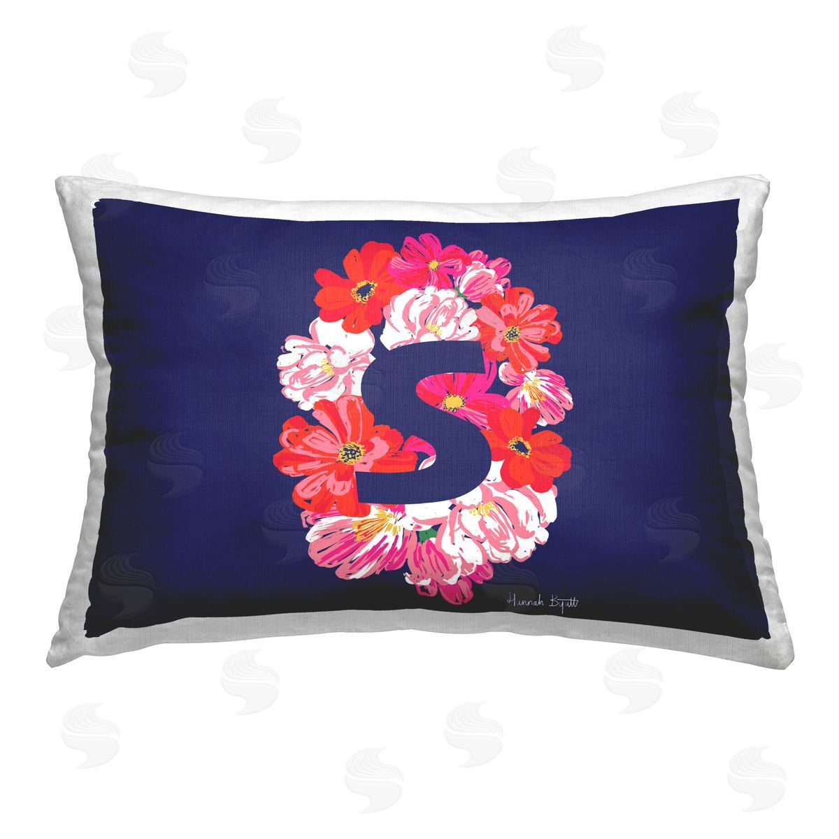 Hannah Byatt Floral Initial Letter S Printed Plush Polyester Throw Pillow