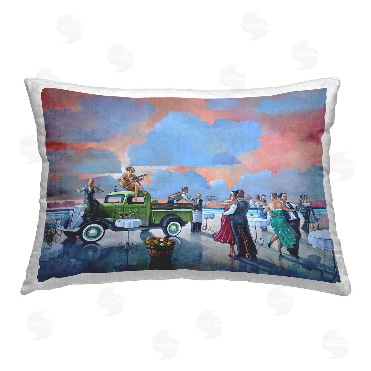 Ronald West Beach Ballroom Dance Printed Plush Polyester Throw Pillow