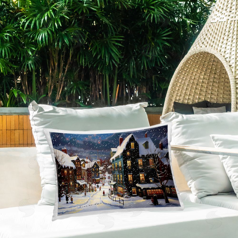 Lazar Studio Frozen Urban Charm Outdoor Quick-Dry Polyester Printed Throw Pillow in Back Yard