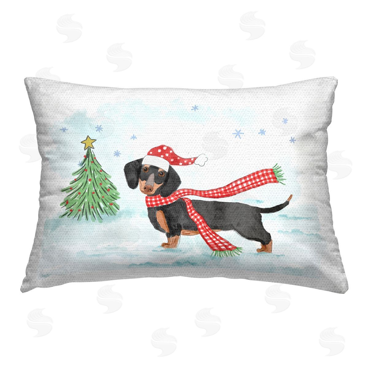 Mollie B. Dachshund with Scarf Outdoor Quick-Dry Polyester Printed Throw Pillow