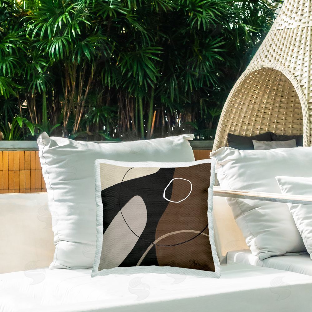 Patricia Pinto Minimal Project Shapes Outdoor Quick-Dry Polyester Printed Throw Pillow in Back Yard