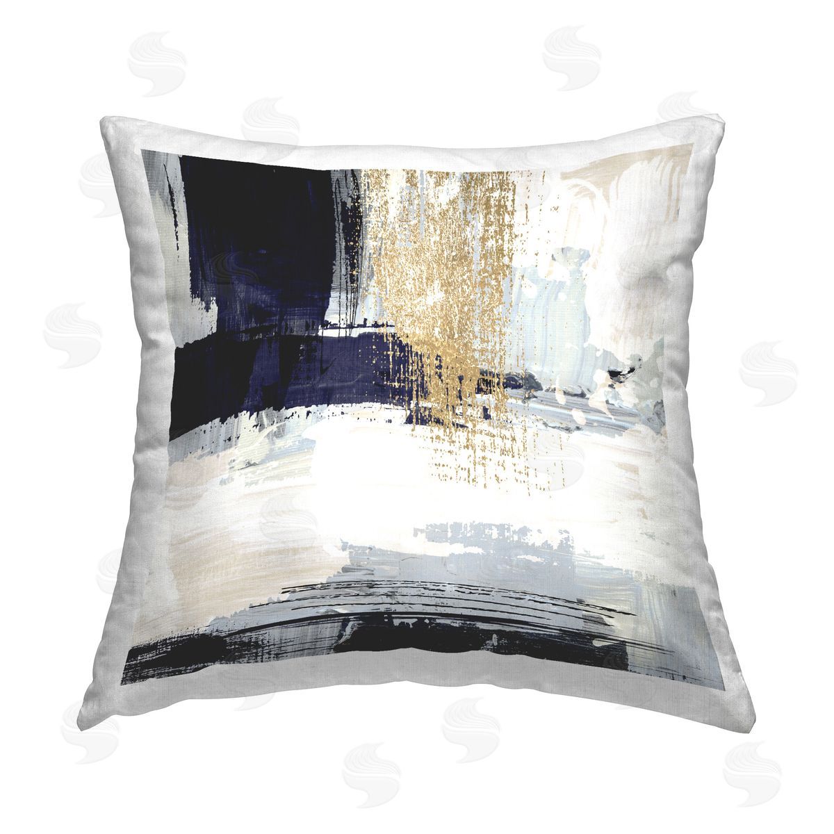 Susan Jill Gold Accented Abstract Printed Plush Polyester Throw Pillow