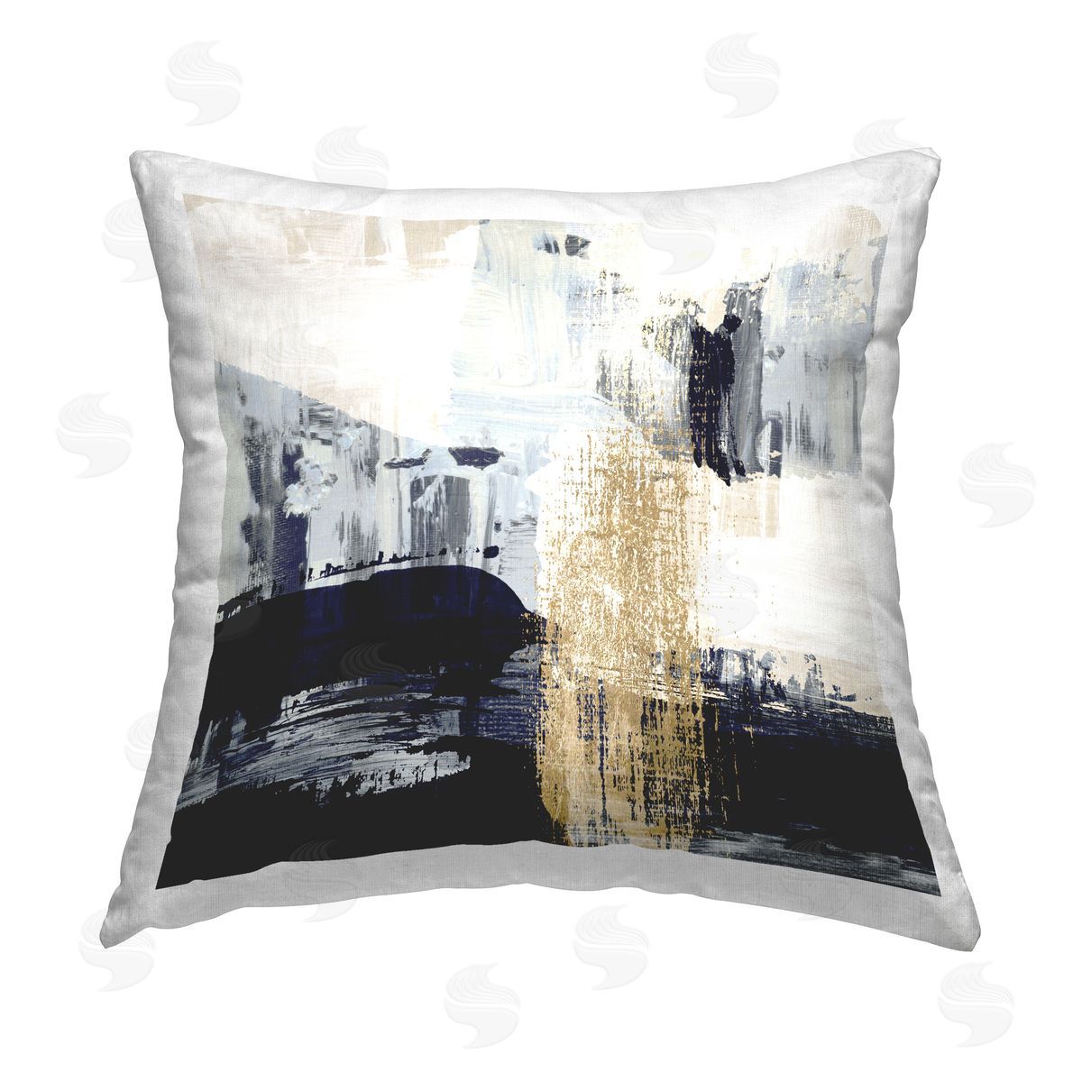 Susan Jill Gold Paint Stroke Abstract Printed Plush Polyester Throw Pillow