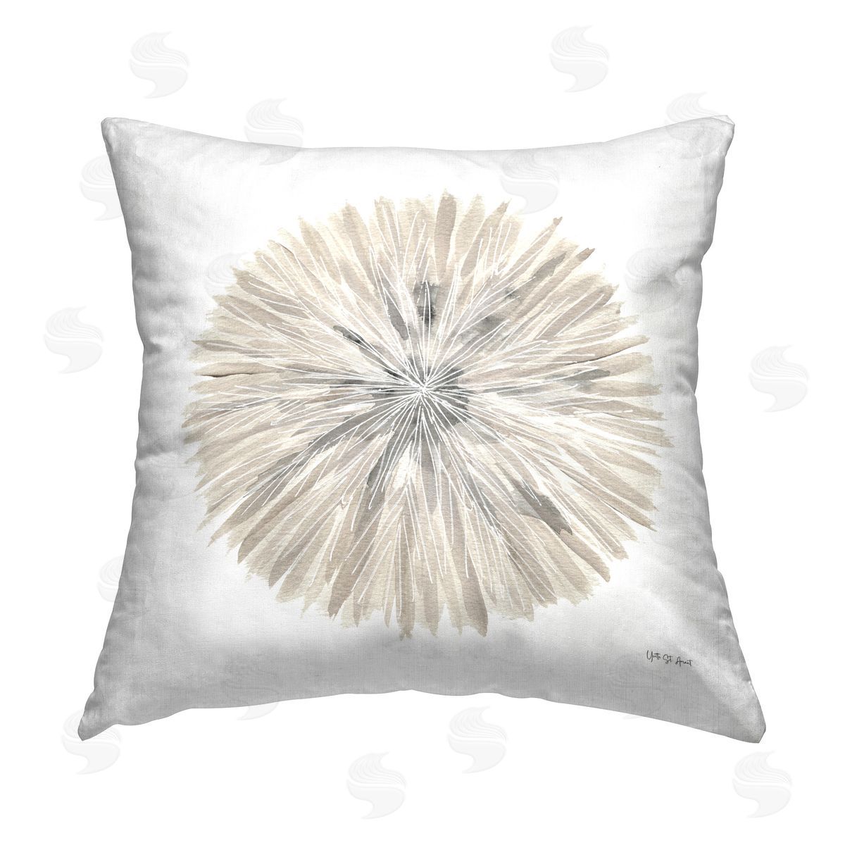 Yvette St. Amant Neutral Nature's Pinwheel Printed Plush Polyester Throw Pillow