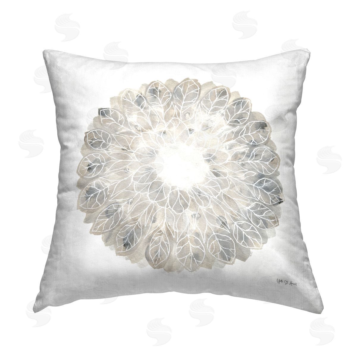 Yvette St. Amant Floral Leaf Pinwheel Printed Plush Polyester Throw Pillow