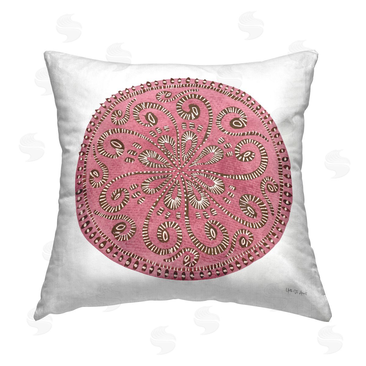 Yvette St. Amant Rose Mandala Pattern Printed Plush Polyester Throw Pillow