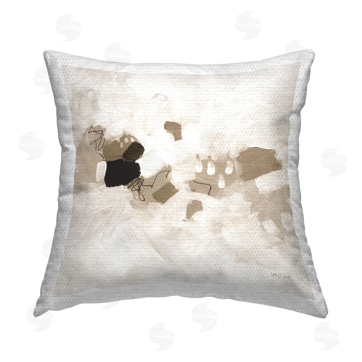Yvette St. Amant Neutral Classic Conservatory Outdoor Quick-Dry Polyester Printed Throw Pillow