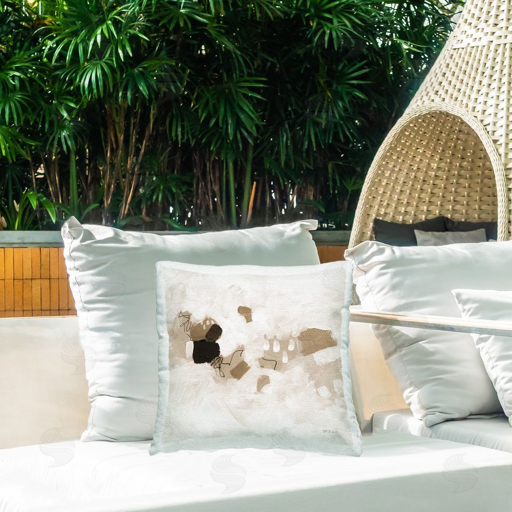 Yvette St. Amant Neutral Classic Conservatory Outdoor Quick-Dry Polyester Printed Throw Pillow in Back Yard