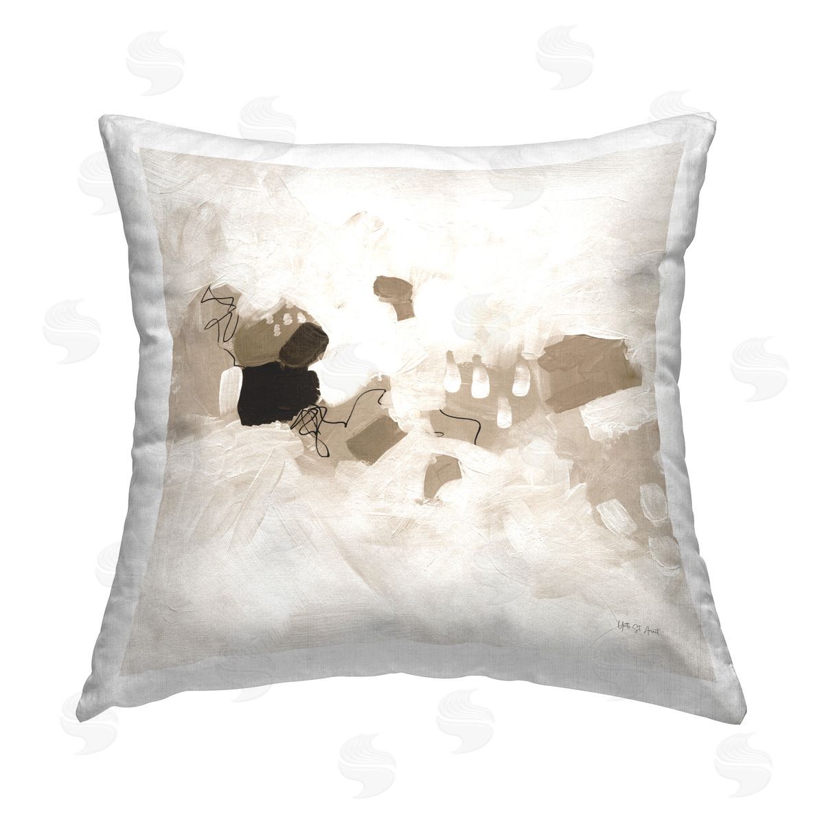 Yvette St. Amant Neutral Classic Conservatory Printed Plush Polyester Throw Pillow