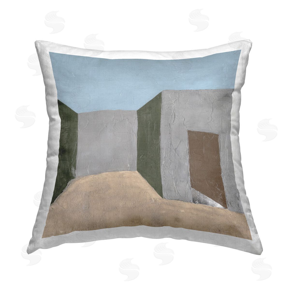 Michael Willett Grey Rustic Building Printed Plush Polyester Throw Pillow