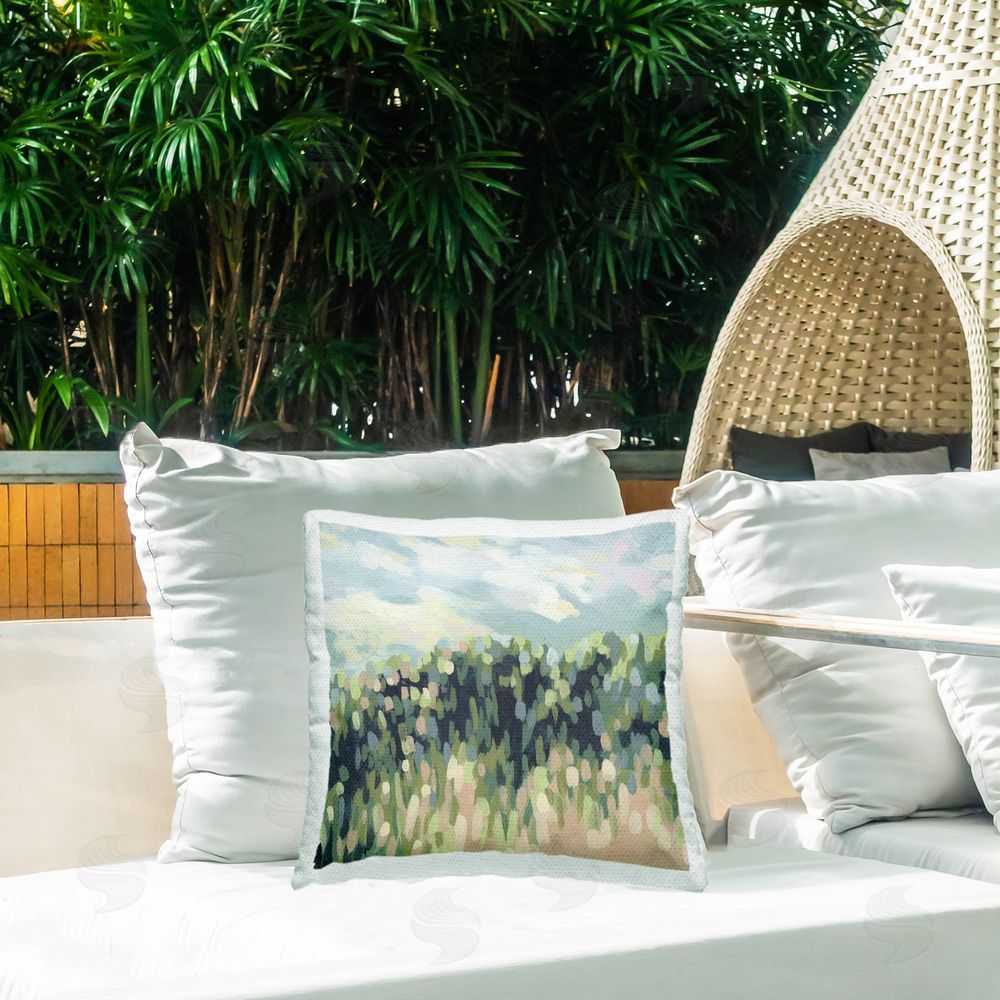 June Erica Vess Abstract Rural Plants Outdoor Quick-Dry Polyester Printed Throw Pillow in Back Yard