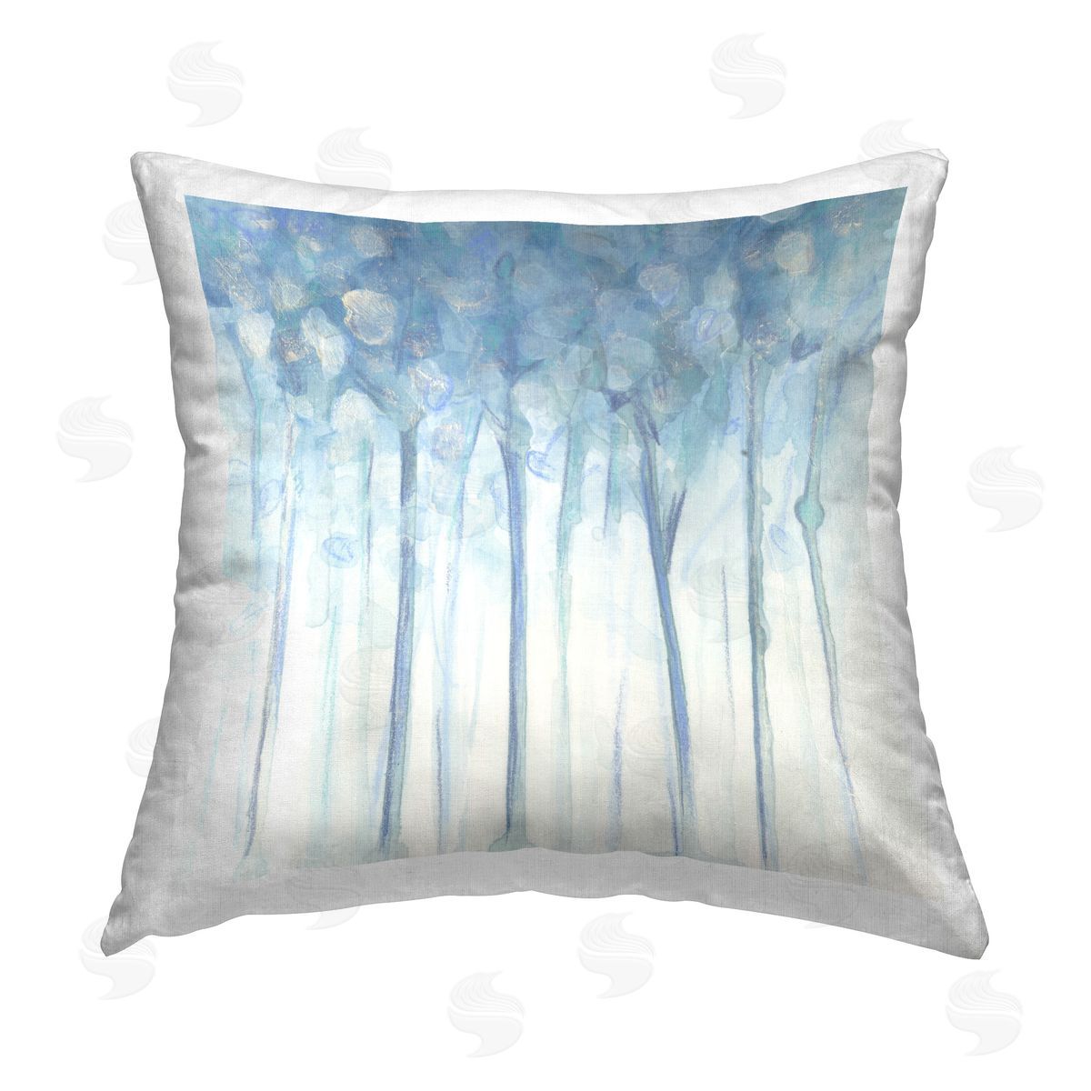 June Erica Vess Blue Forest Abstract Printed Plush Polyester Throw Pillow