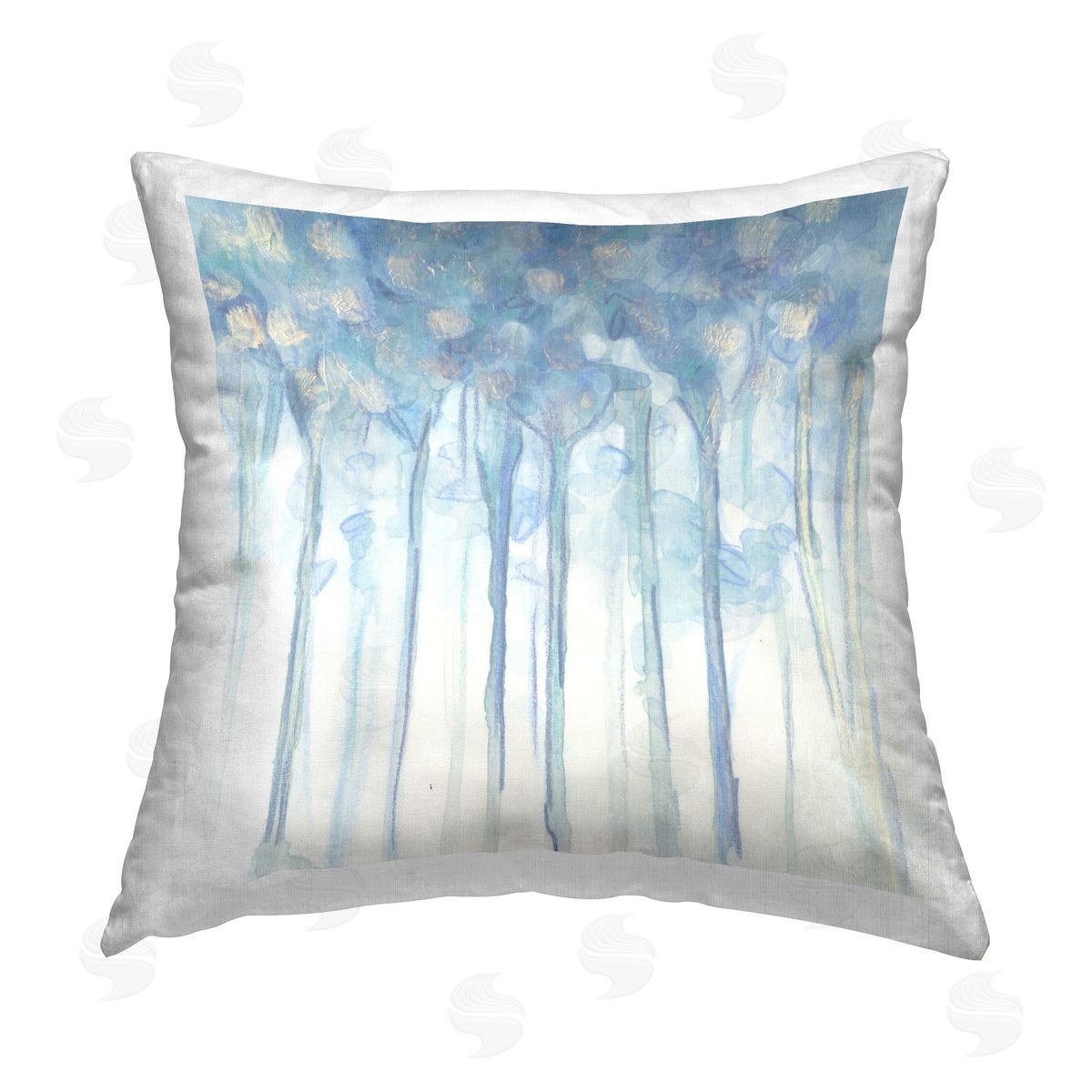 June Erica Vess Blue Forest Composition Printed Plush Polyester Throw Pillow