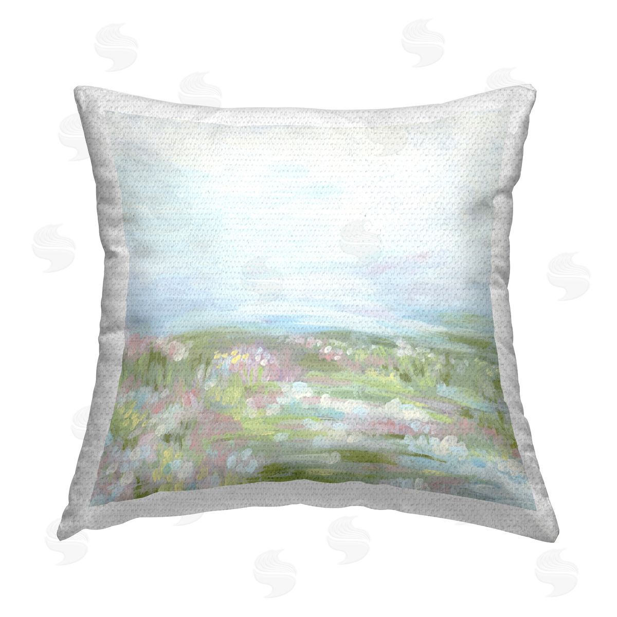 June Erica Vess Pastel Flower Field Outdoor Quick-Dry Polyester Printed Throw Pillow