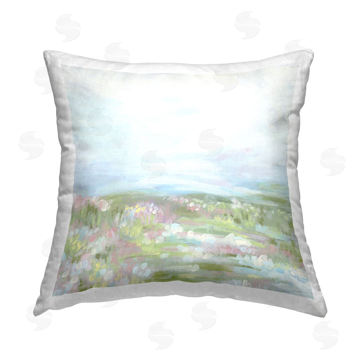 June Erica Vess Pastel Flower Field Printed Plush Polyester Throw Pillow