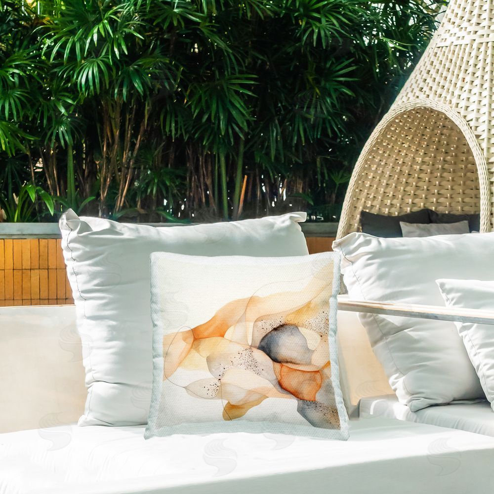 Irena Orlov Cascading Fluid Abstract Outdoor Quick-Dry Polyester Printed Throw Pillow in Back Yard