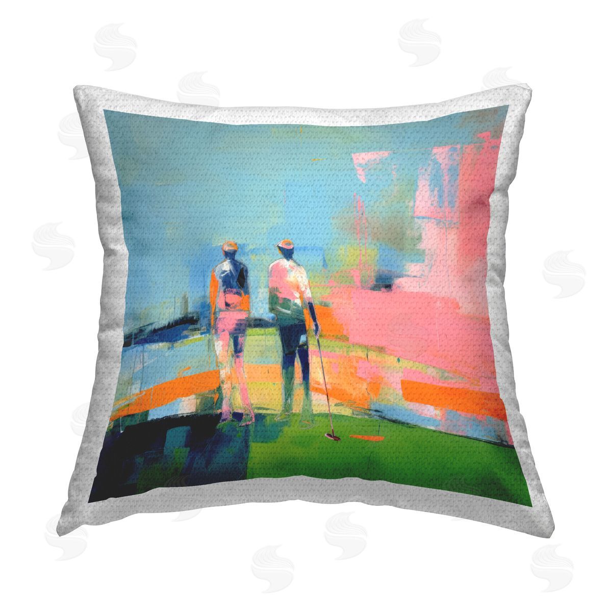 Irena Orlov Abstract Golfing Scene Outdoor Quick-Dry Polyester Printed Throw Pillow
