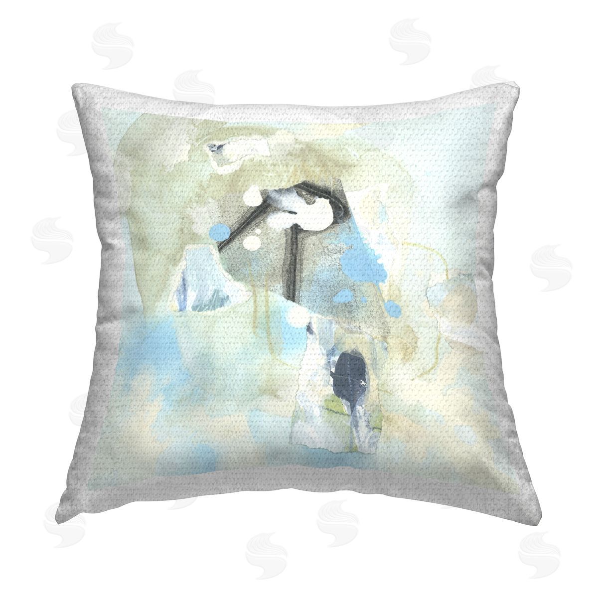 June Erica Vess Soft Blue Complex Abstraction Outdoor Quick-Dry Polyester Printed Throw Pillow