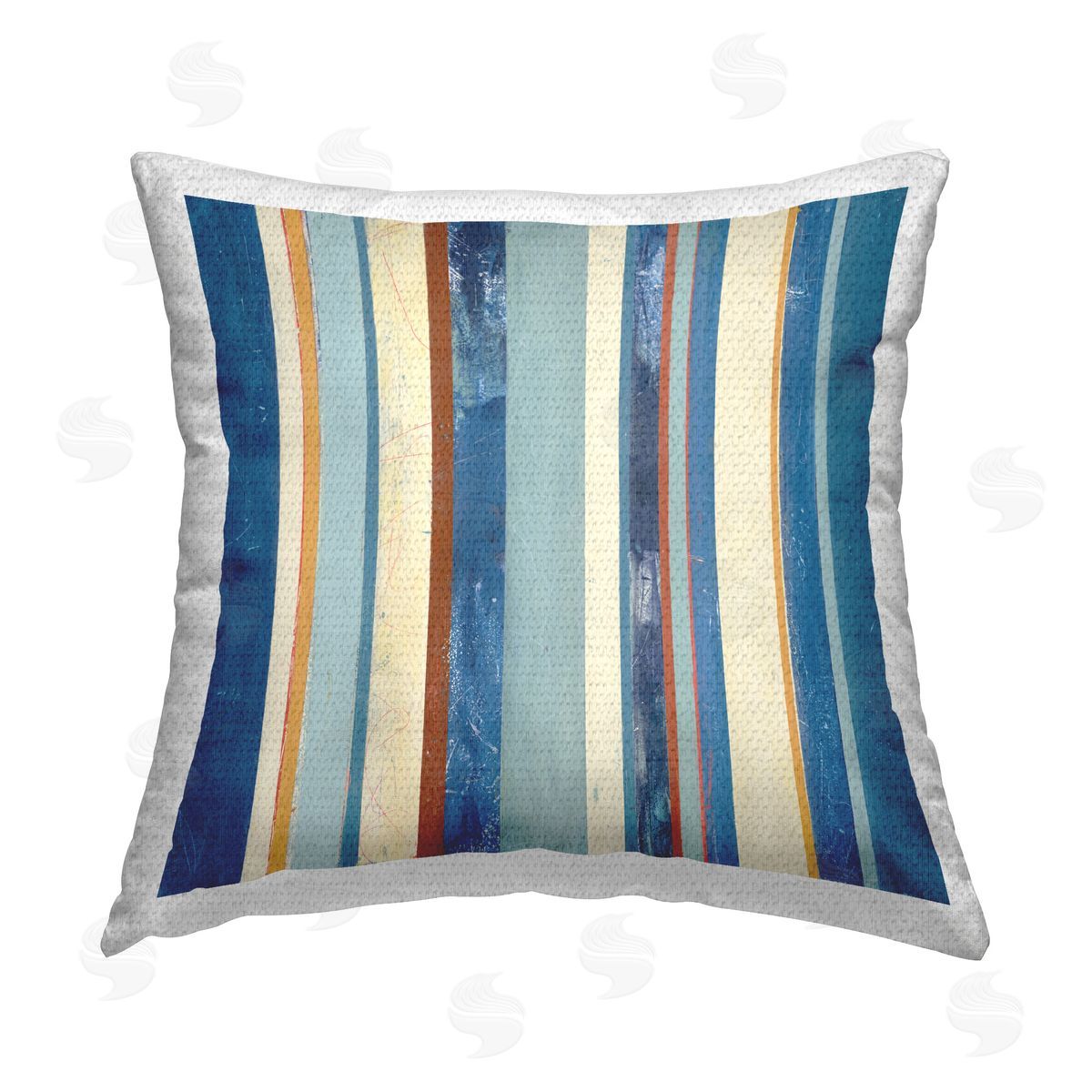 Pippin Schupbach Distressed Blue Stripes Outdoor Quick-Dry Polyester Printed Throw Pillow