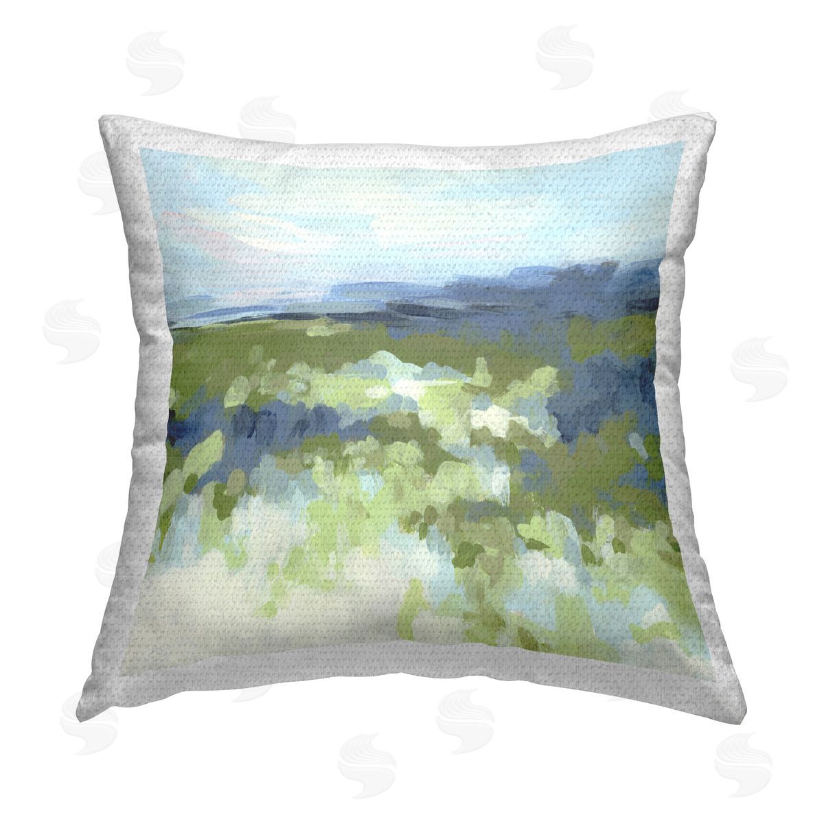 June Erica Vess Green & Blue Nature Outdoor Quick-Dry Polyester Printed Throw Pillow