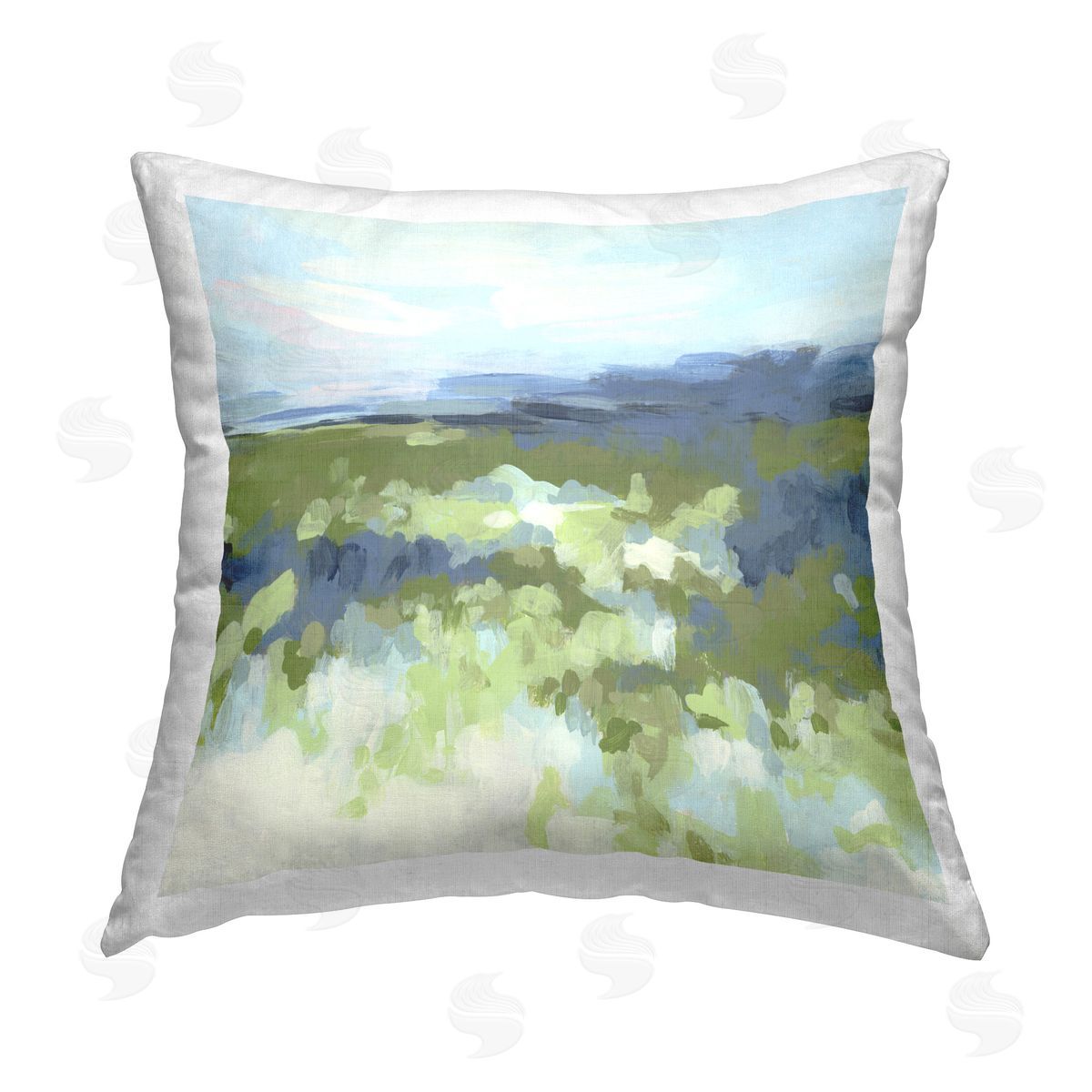 June Erica Vess Green & Blue Nature Printed Plush Polyester Throw Pillow