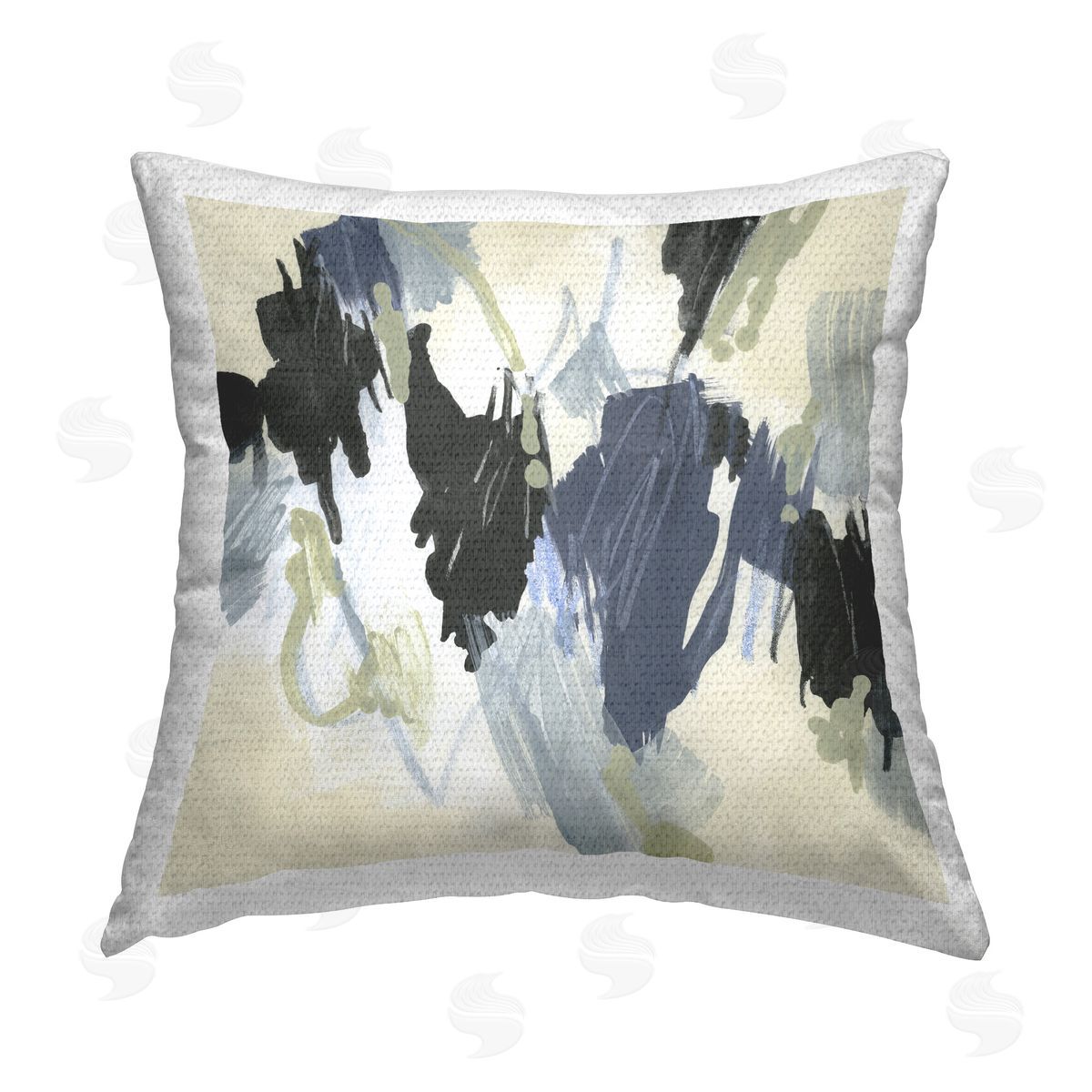 June Erica Vess Blue & Neutral Abstraction Outdoor Quick-Dry Polyester Printed Throw Pillow