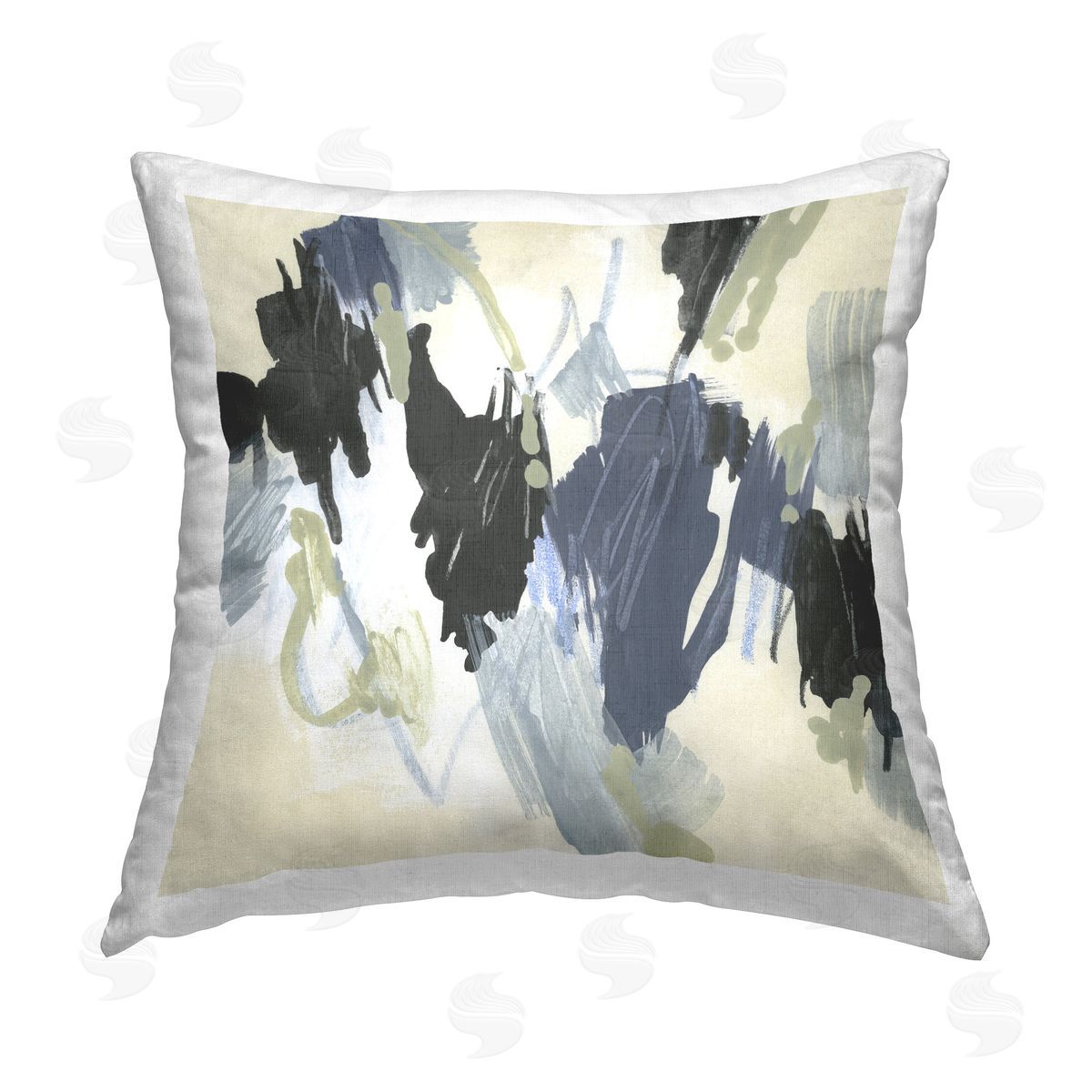 June Erica Vess Blue & Neutral Abstraction Printed Plush Polyester Throw Pillow