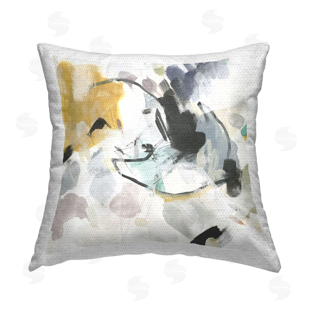 June Erica Vess Yellow & Neutral Abstraction Outdoor Quick-Dry Polyester Printed Throw Pillow