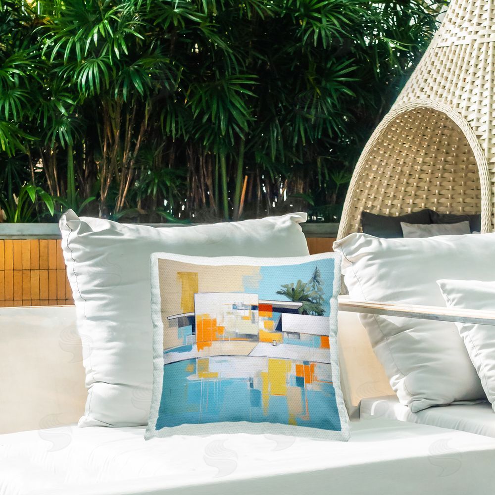 Irena Orlov Tropical Abode Abstraction Outdoor Quick-Dry Polyester Printed Throw Pillow in Back Yard