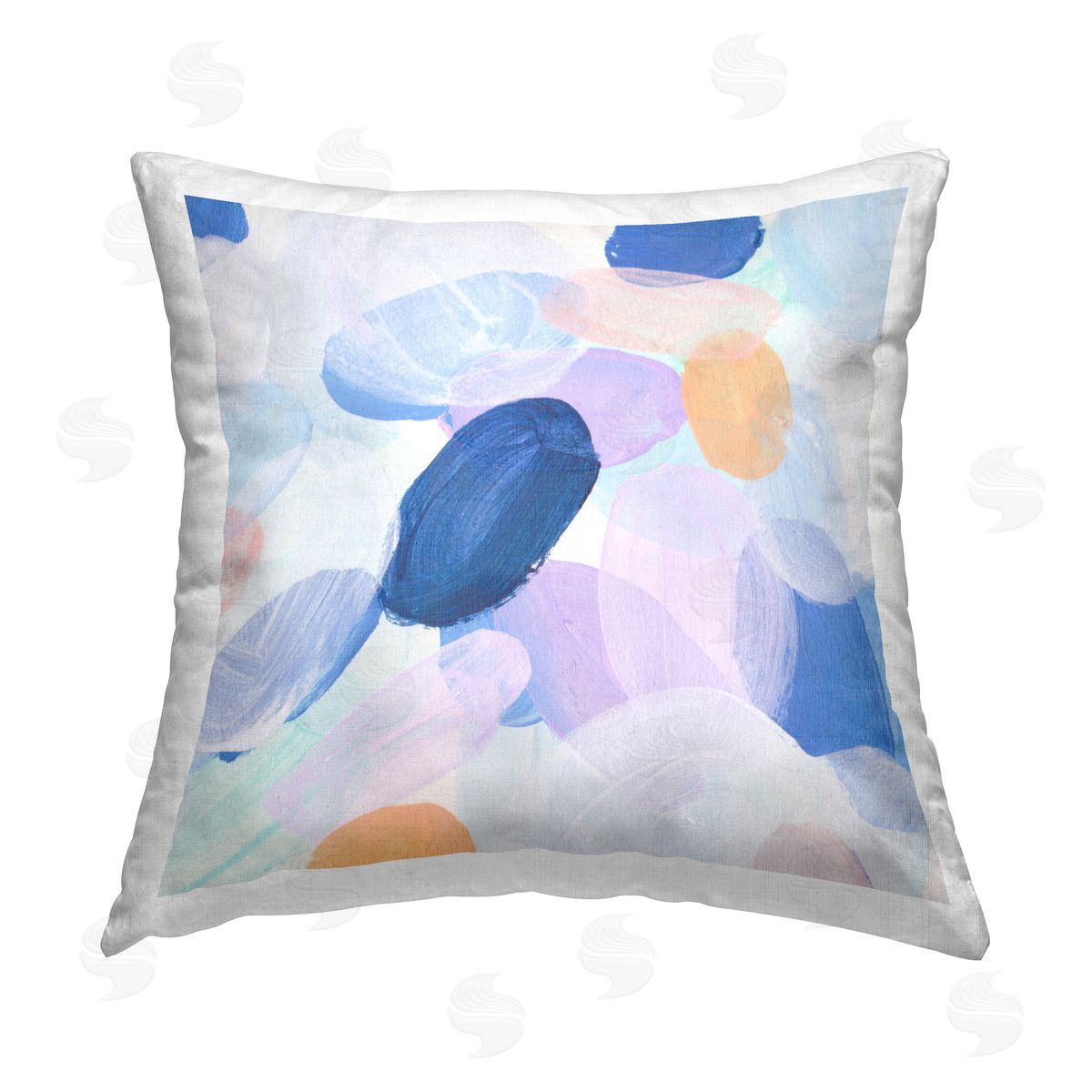 Melissa Wang Blue Oblong Paint Strokes Printed Plush Polyester Throw Pillow
