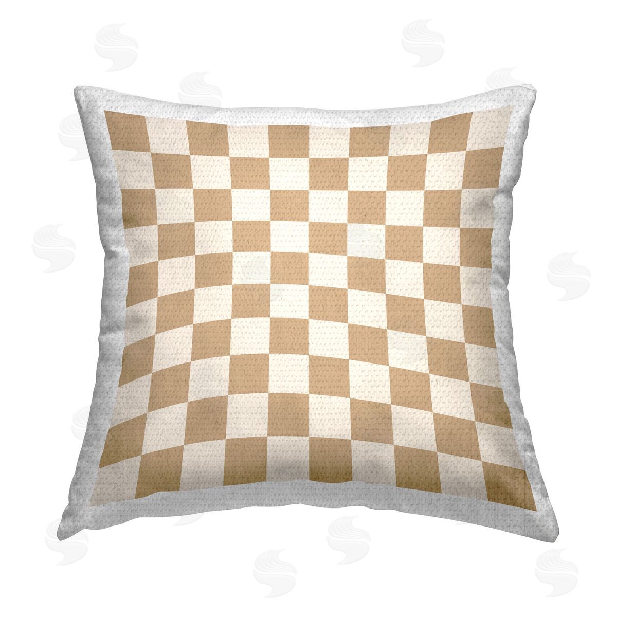 Carrie Cantwell Tan Checkerboard Pattern Outdoor Quick-Dry Polyester Printed Throw Pillow