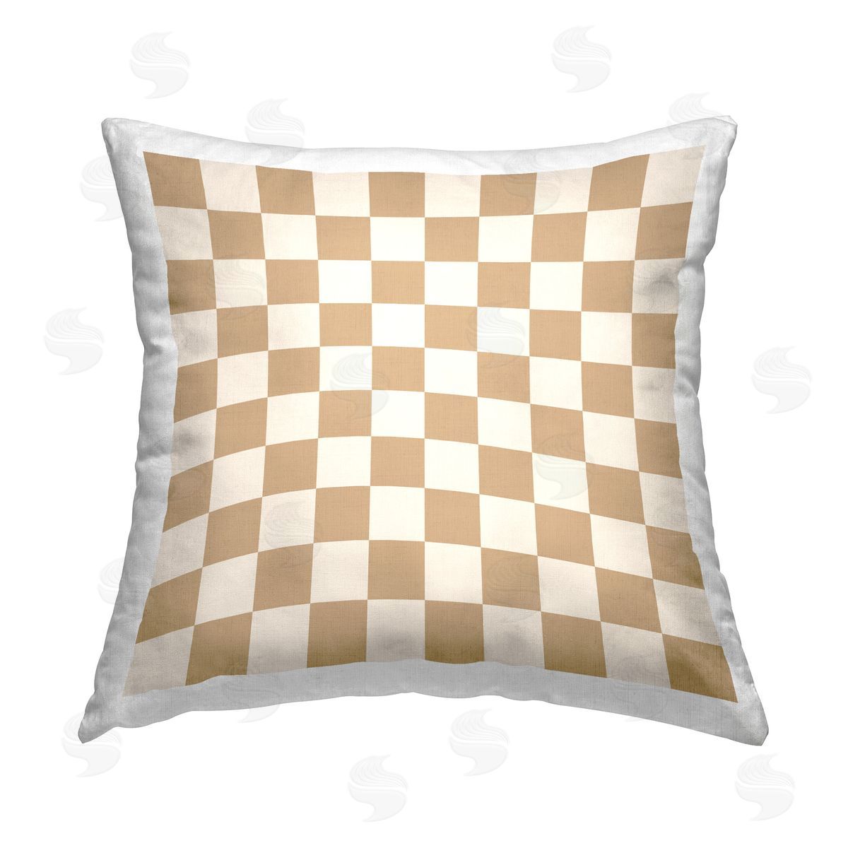 Carrie Cantwell Tan Checkerboard Pattern Printed Plush Polyester Throw Pillow