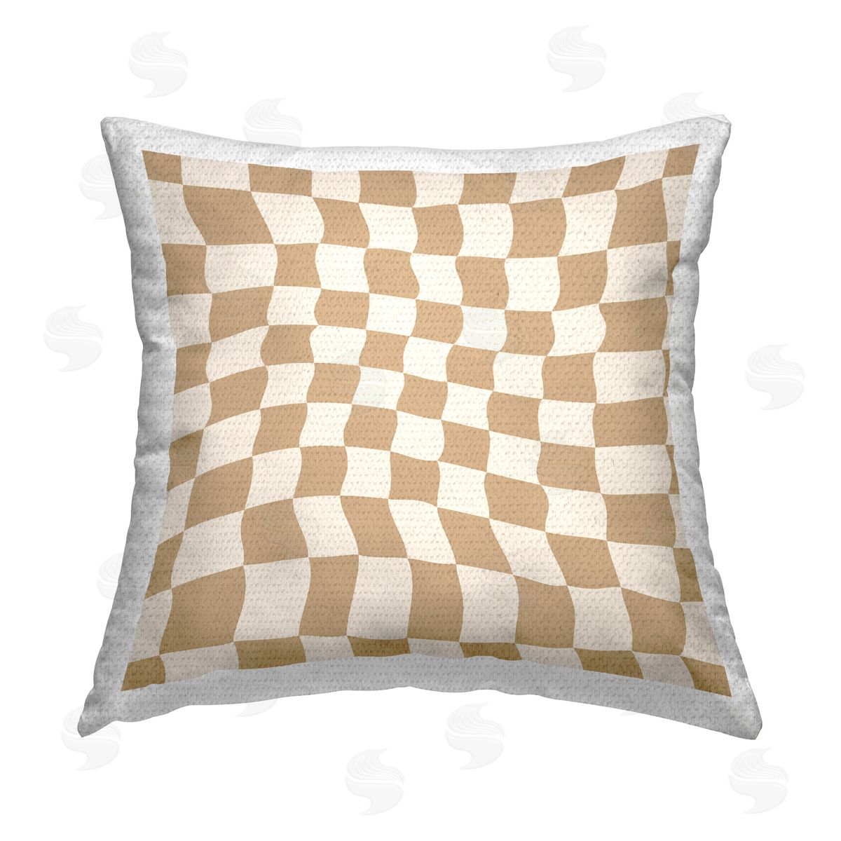 Carrie Cantwell Wavy Tan Checkerboard Outdoor Quick-Dry Polyester Printed Throw Pillow