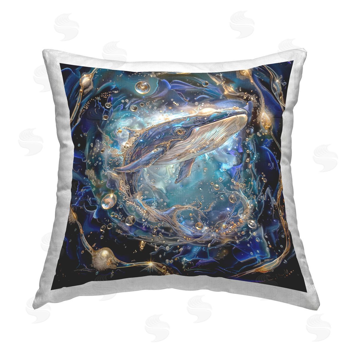 Lena Owens Echoes Of Abyss Whale Printed Plush Polyester Throw Pillow