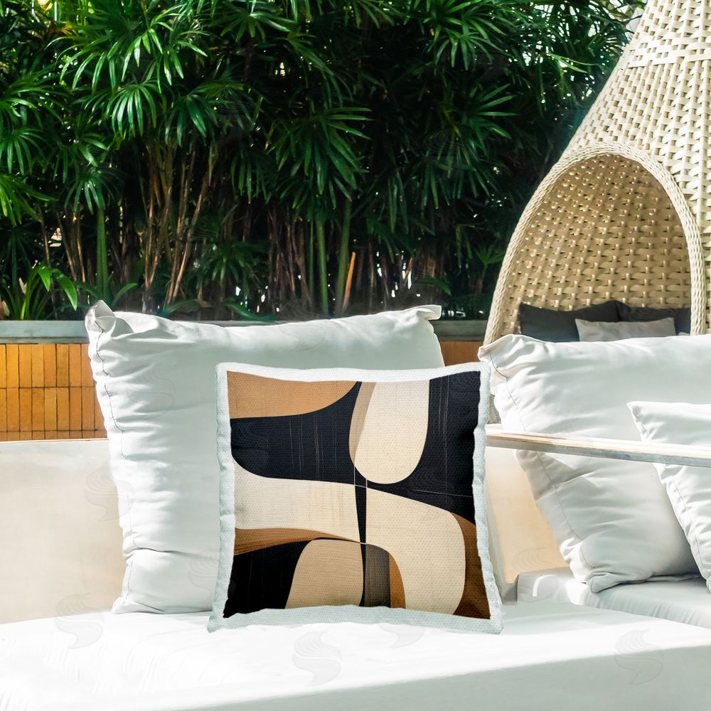 Irena Orlov Modern Curved Shapes Outdoor Quick-Dry Polyester Printed Throw Pillow in Back Yard