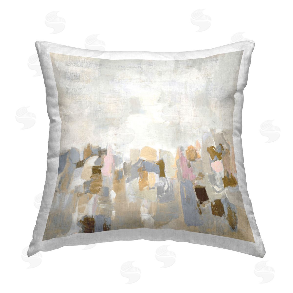 Rachel Springer Beige Southwestern Rustic Printed Plush Polyester Throw Pillow