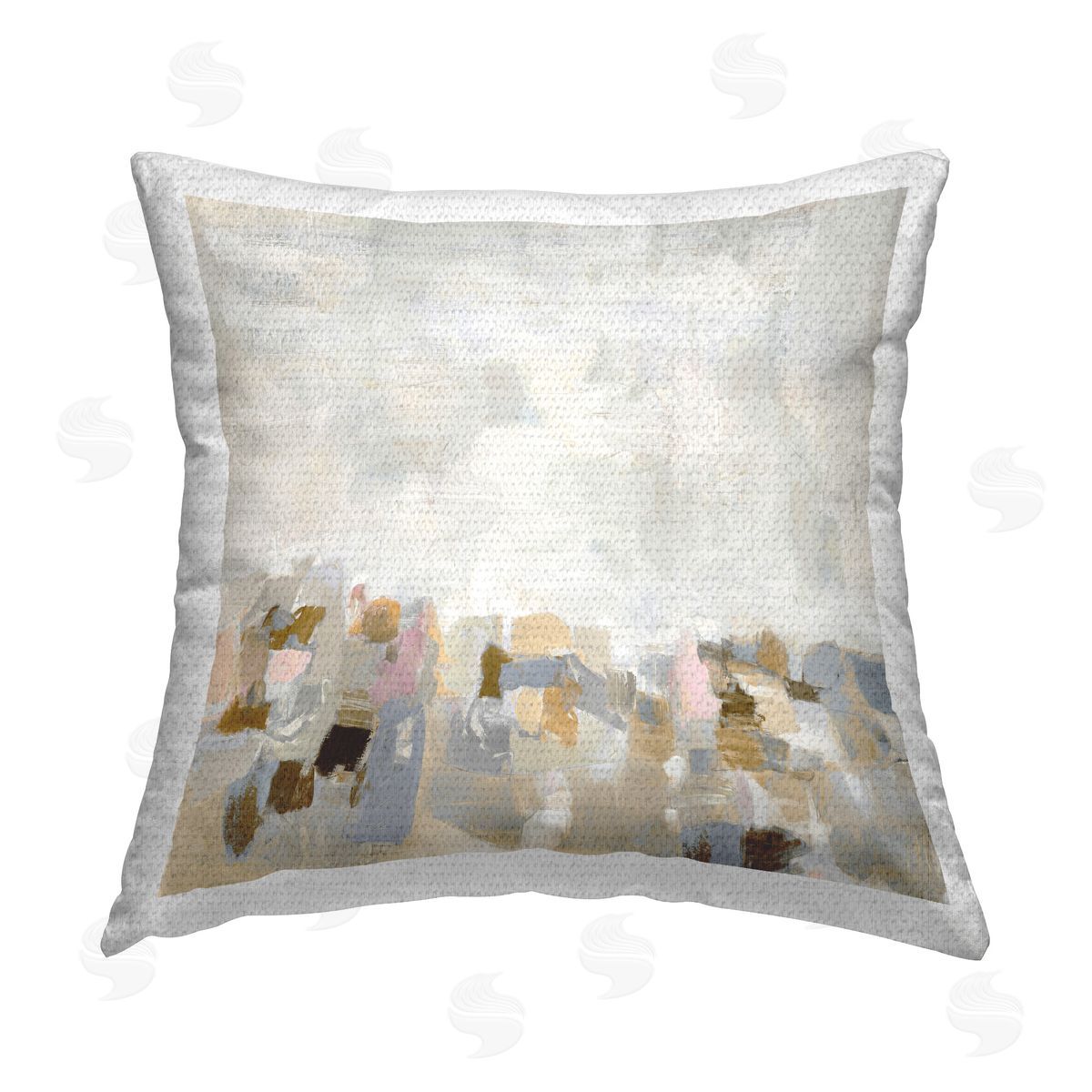 Rachel Springer Rustic Beige & Grey Outdoor Quick-Dry Polyester Printed Throw Pillow