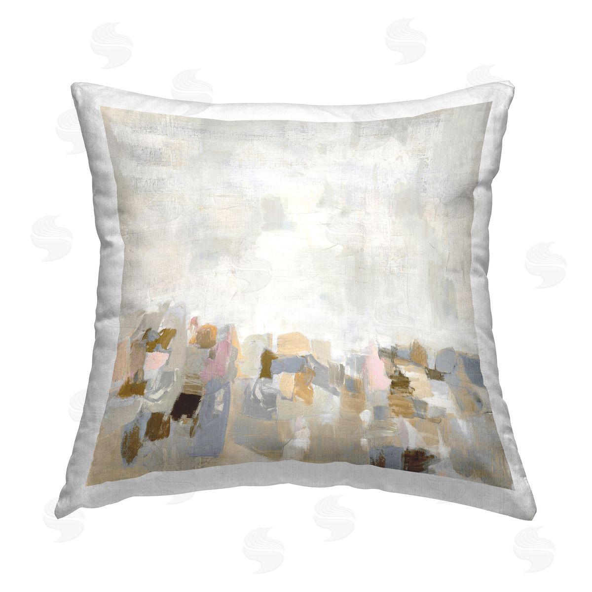 Rachel Springer Rustic Beige & Grey Printed Plush Polyester Throw Pillow