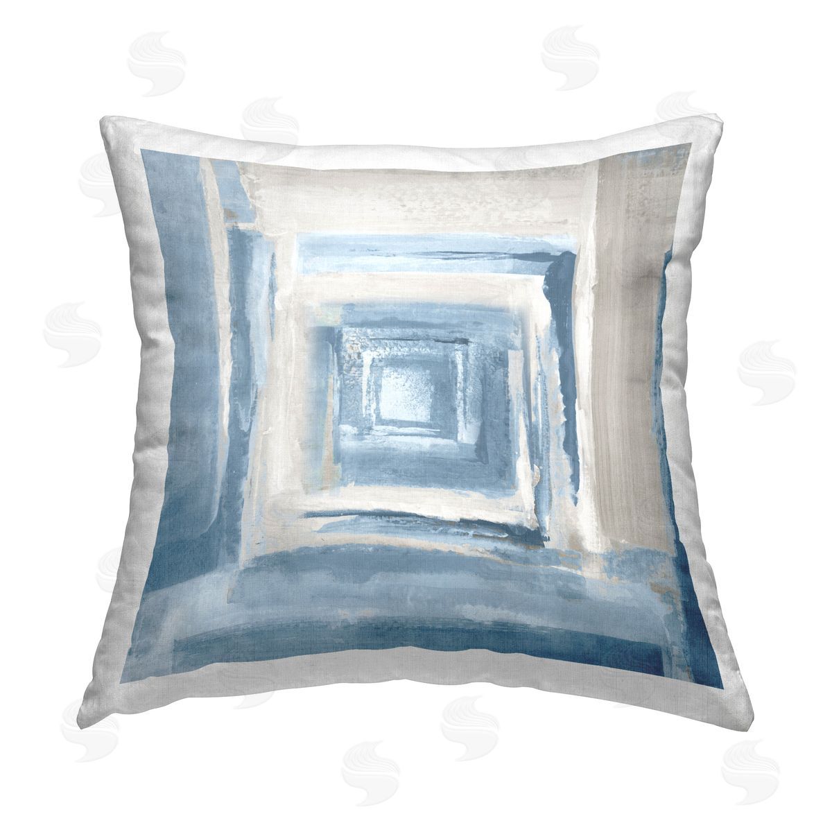Lanie Loreth Blue & Beige Squares Printed Plush Polyester Throw Pillow