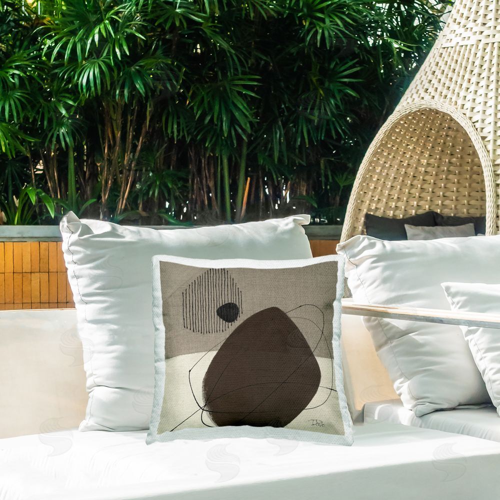 Patricia Pinto Hidden Lines Abstraction Outdoor Quick-Dry Polyester Printed Throw Pillow in Back Yard
