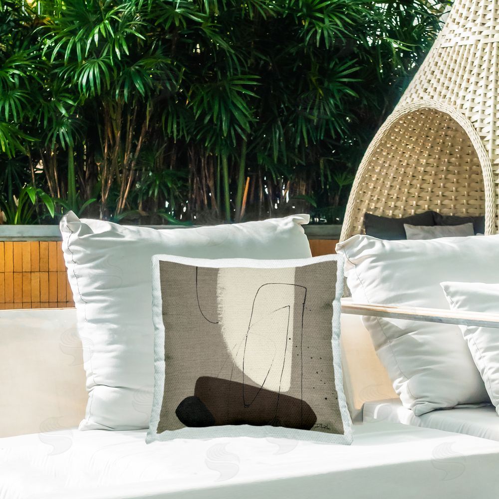 Patricia Pinto Natural Oblong Shapes Outdoor Quick-Dry Polyester Printed Throw Pillow in Back Yard