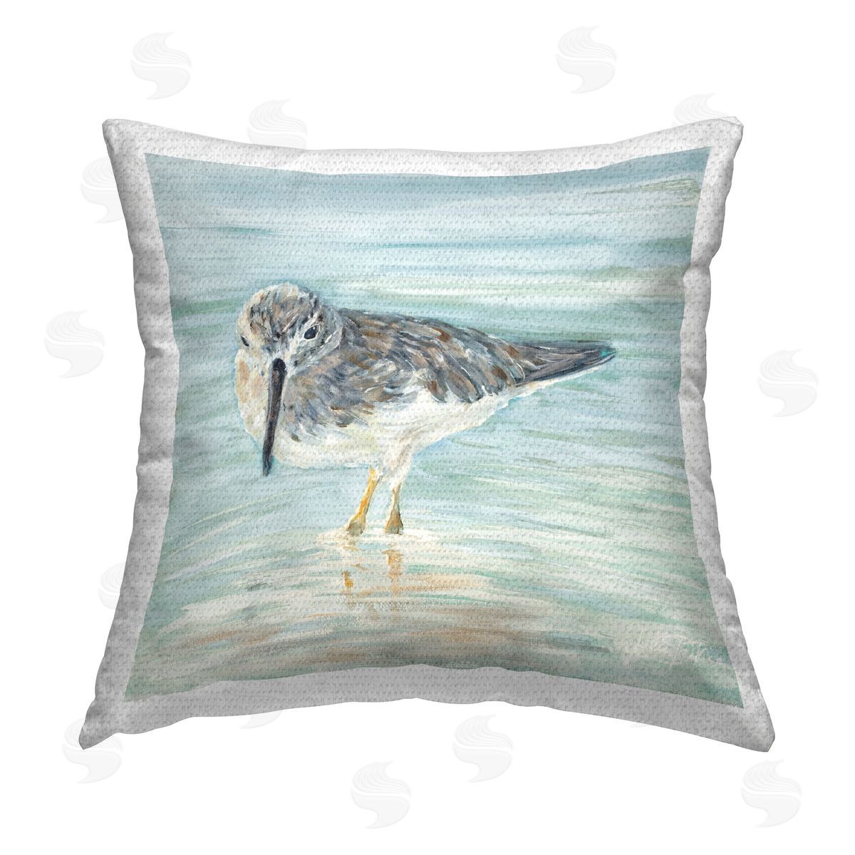 Julie DeRice Sandpiper on Shallow Shore Outdoor Quick-Dry Polyester Printed Throw Pillow