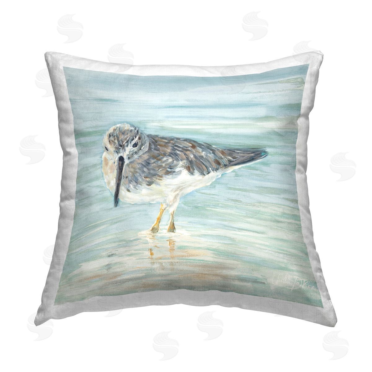 Julie DeRice Sandpiper on Shallow Shore Printed Plush Polyester Throw Pillow