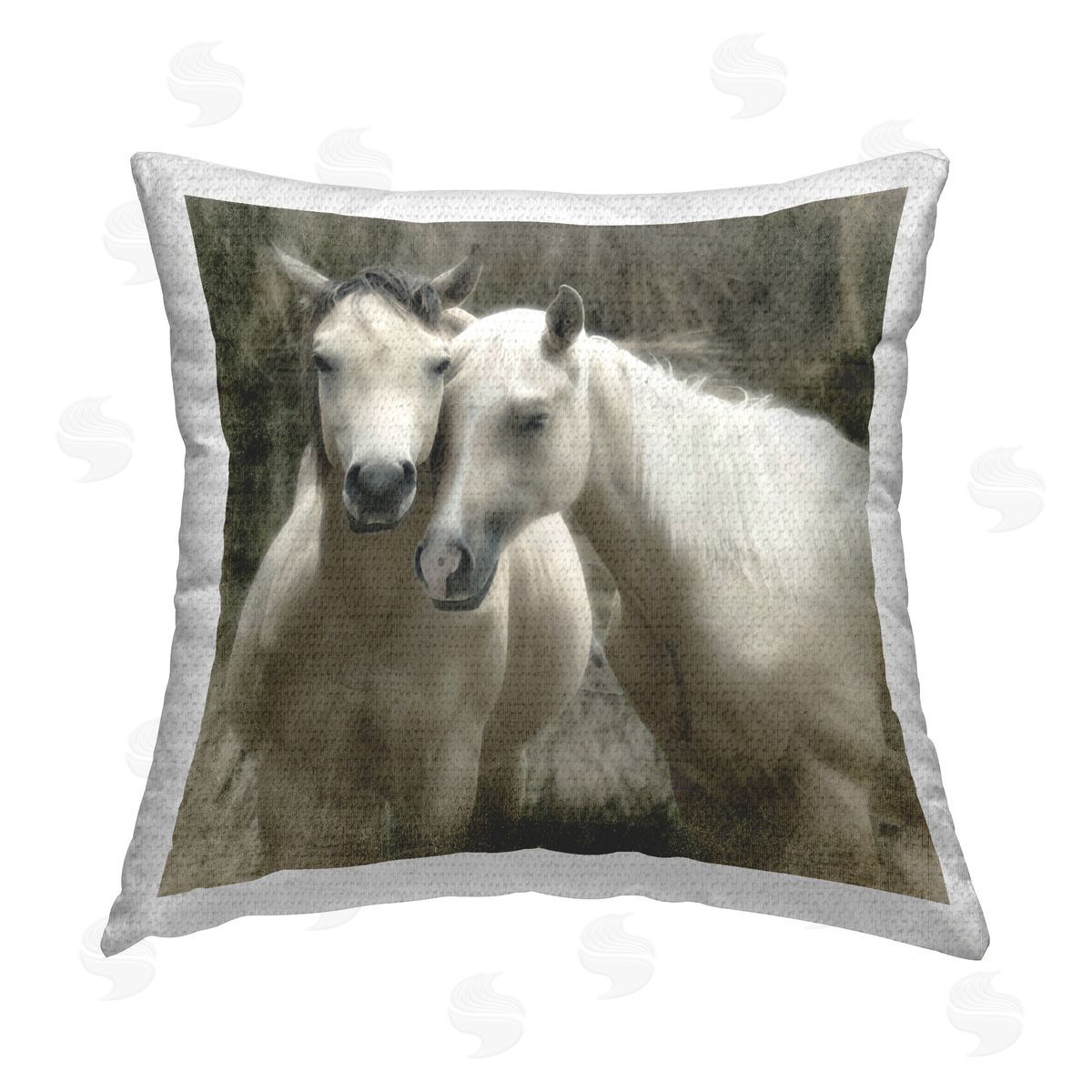 Rhonda Addison Snuggling Horses on Farm Outdoor Quick-Dry Polyester Printed Throw Pillow