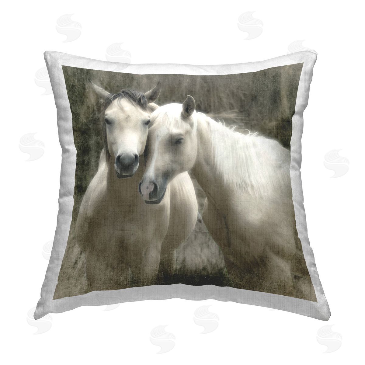 Rhonda Addison Snuggling Horses on Farm Printed Plush Polyester Throw Pillow