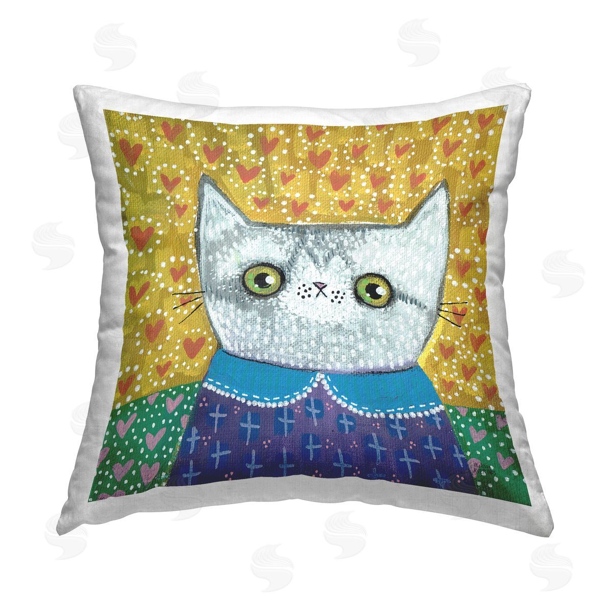Melissa Averinos Kitten with Fun Patterns Printed Plush Polyester Throw Pillow