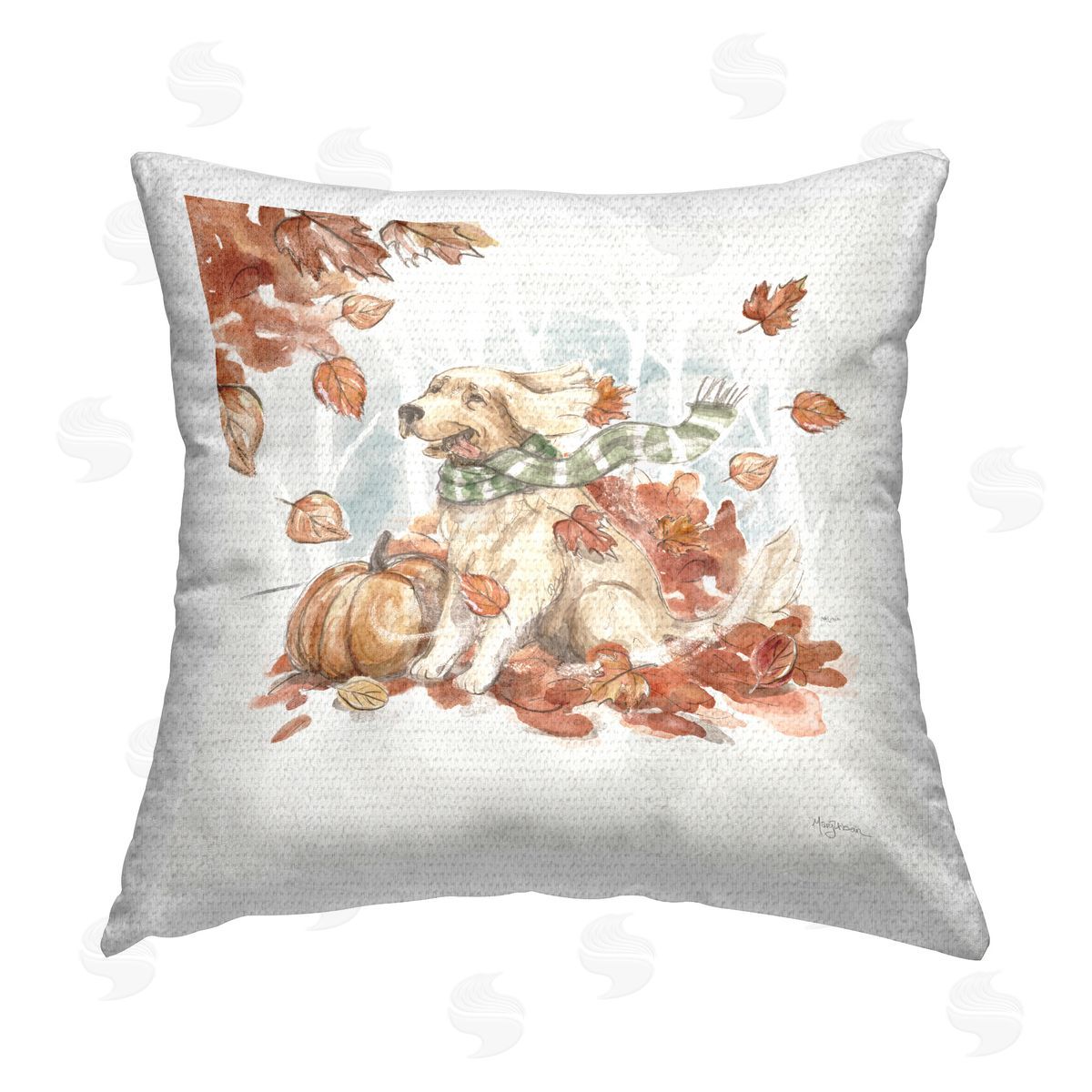 Mary Urban Happy Autumn Labrador Outdoor Quick-Dry Polyester Printed Throw Pillow